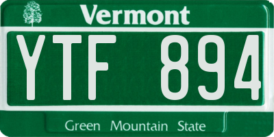 VT license plate YTF894