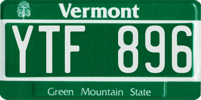 VT license plate YTF896
