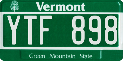 VT license plate YTF898