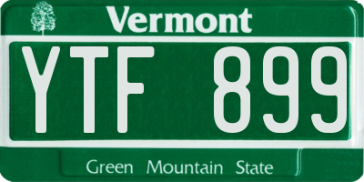 VT license plate YTF899