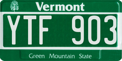 VT license plate YTF903