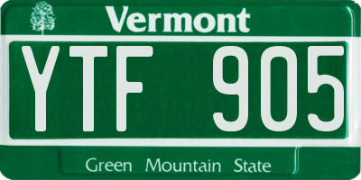 VT license plate YTF905