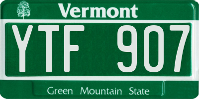 VT license plate YTF907