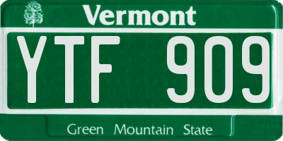 VT license plate YTF909