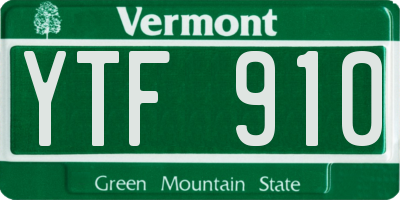 VT license plate YTF910