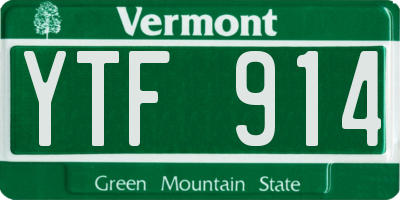 VT license plate YTF914