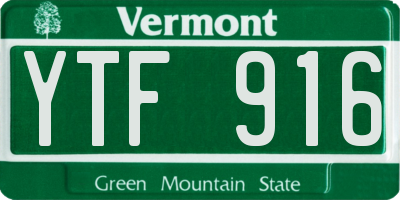 VT license plate YTF916
