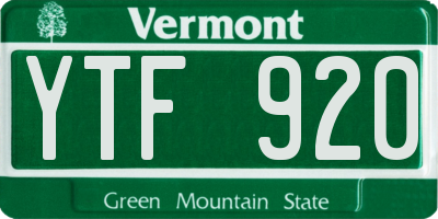 VT license plate YTF920