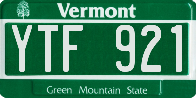VT license plate YTF921