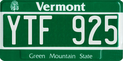 VT license plate YTF925