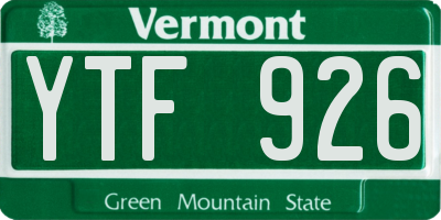 VT license plate YTF926