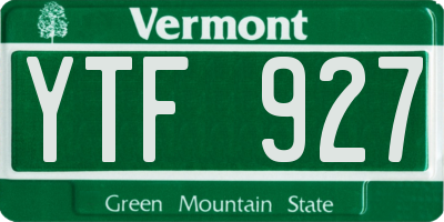 VT license plate YTF927