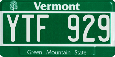 VT license plate YTF929