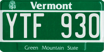 VT license plate YTF930