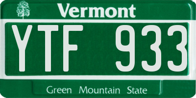 VT license plate YTF933