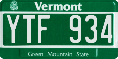 VT license plate YTF934