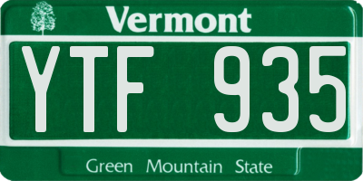 VT license plate YTF935