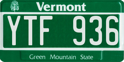 VT license plate YTF936