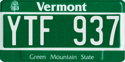 VT license plate YTF937