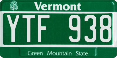VT license plate YTF938
