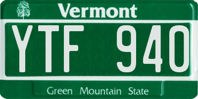 VT license plate YTF940