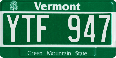 VT license plate YTF947