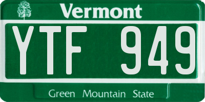 VT license plate YTF949