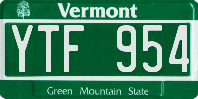VT license plate YTF954