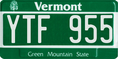 VT license plate YTF955