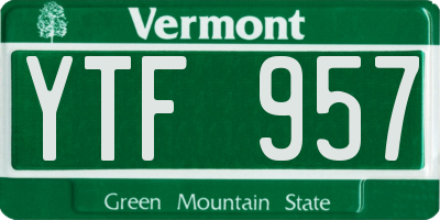 VT license plate YTF957