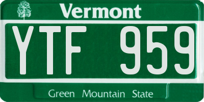 VT license plate YTF959