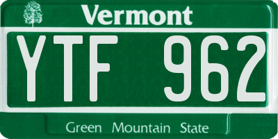 VT license plate YTF962