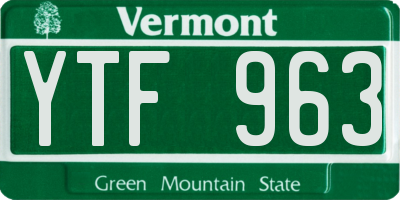 VT license plate YTF963