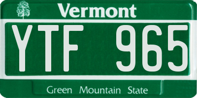 VT license plate YTF965