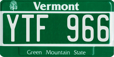 VT license plate YTF966