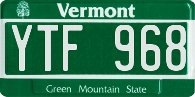 VT license plate YTF968