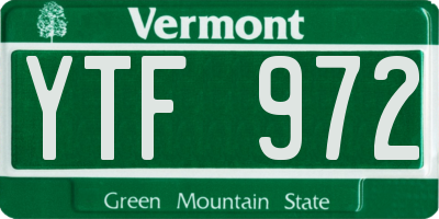 VT license plate YTF972