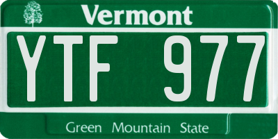 VT license plate YTF977
