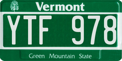 VT license plate YTF978