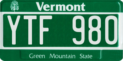VT license plate YTF980