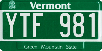 VT license plate YTF981