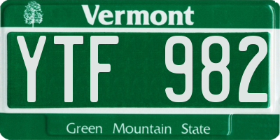 VT license plate YTF982