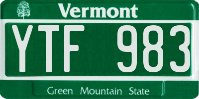 VT license plate YTF983