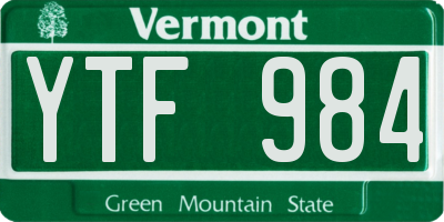 VT license plate YTF984