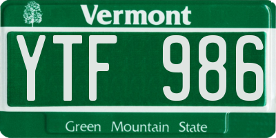 VT license plate YTF986