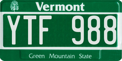 VT license plate YTF988