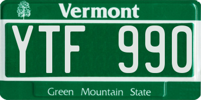 VT license plate YTF990