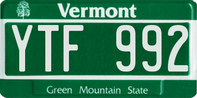 VT license plate YTF992