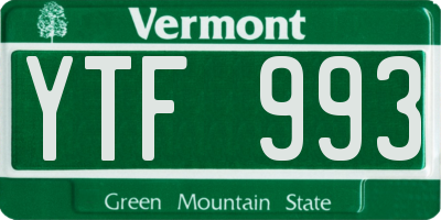 VT license plate YTF993