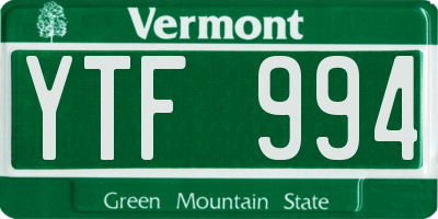 VT license plate YTF994